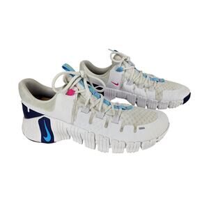 NIKE FREE METCON 5 WHITE AQUARIUS BLUE WORKOUT SHOES - WOMEN'S SIZE 11.5